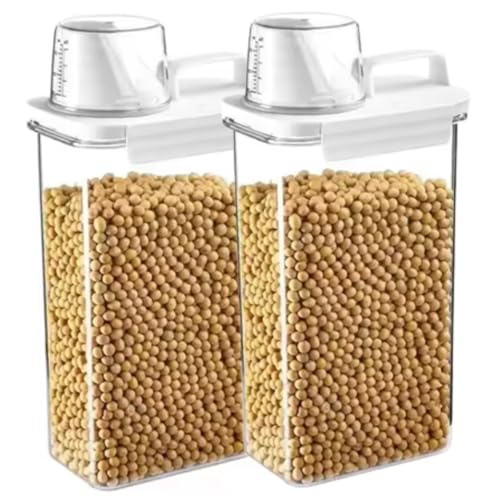Pote Hermético Kit 2 Unidades 2300ml com Dosador e Copo Medidor, Dispenser Transparente com Vedação Anti Vazamento, Organizador para Grãos, Sabão em Pó e Mantimentos Cozinha e Lavanderia