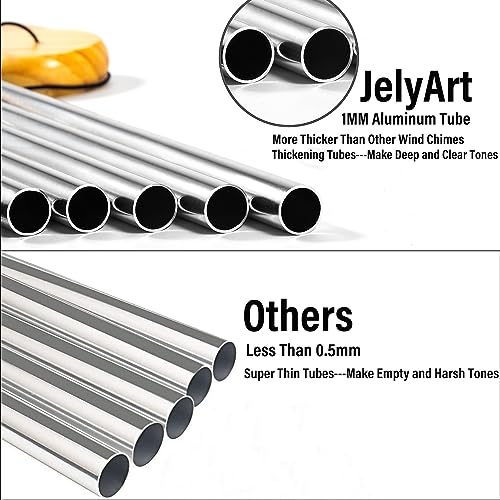 JelyArt Wind Chimes for Garden, Wind Chime Outdoor Garden Wind Chimes with Hook, 6 Aluminum Alloy Tubes, Mum Gifts Patio Backyard Ornament Decor(Silver) - Image 5