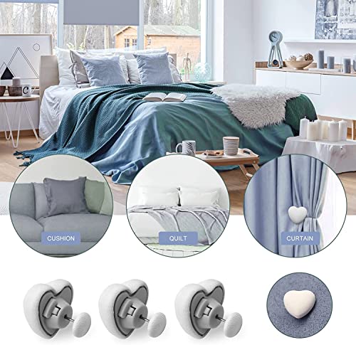 MQUPIN Quilt Fixing Clips,16 Pcs Duvet Cover Clips,Mushroom Round Fixing Clips with Buttons,Bedroom Duvet Fixing Holder Quilt Cover Pins with Box(White) - Image 2
