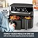 Tefal Easy Fry Dual Zone Digital Air Fryer, 2 Drawers, 8.3L, 8in1, Air Fry, Extra Crisp, Roast, Bake, Reheat, Dehydrate, 6 Portions, Non-Stick, Dishwasher Safe Baskets, Grey EY901HG0