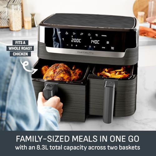 Tefal Easy Fry Dual Zone Digital Air Fryer, 2 Drawers, 8.3L, 8in1, Air Fry, Extra Crisp, Roast, Bake, Reheat, Dehydrate, 6 Portions, Non-Stick, Dishwasher Safe Baskets, Coal Grey - EY901HG0 - Image 6