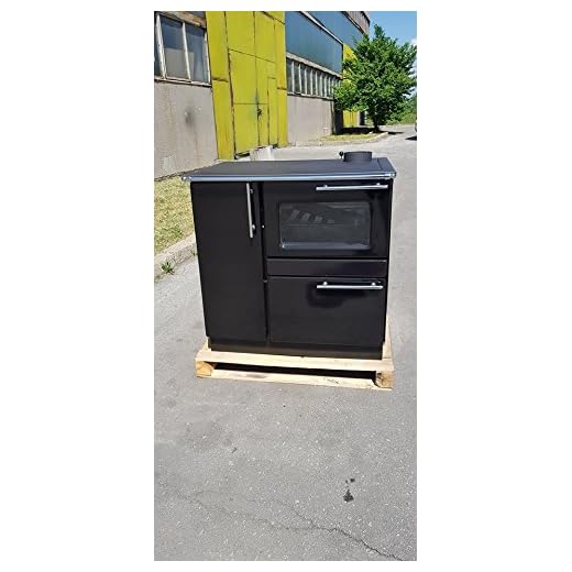 Estufa de leña para cocinar, chaqueta de agua, parte trasera, cocina, horno, color negro, 9 kW, PLAMAK BO