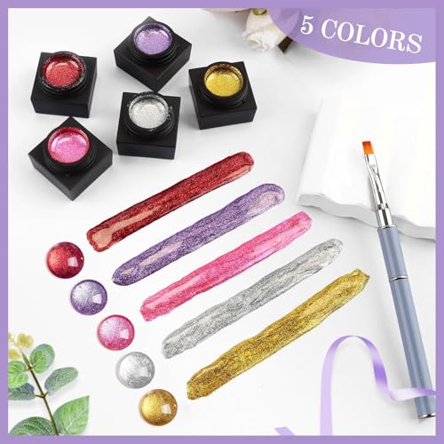 Esmalte de uñas gel con brillo metalizado EBANKU 5 colores miniatura 6