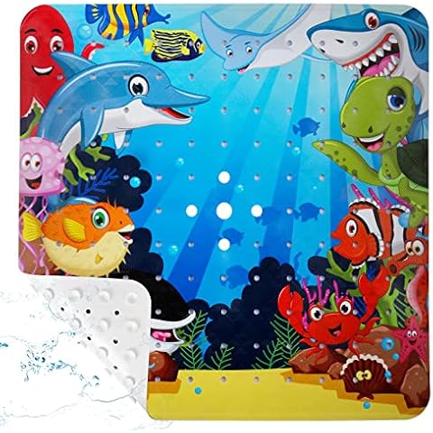 YOCOLE Duschmatte rutschfest Kinder, 53x53cm Antirutsch Badewannenmatte, Badematte rutschfest BPA-frei, PVC Antirutschmatte Dusche Duscheinlage Cover