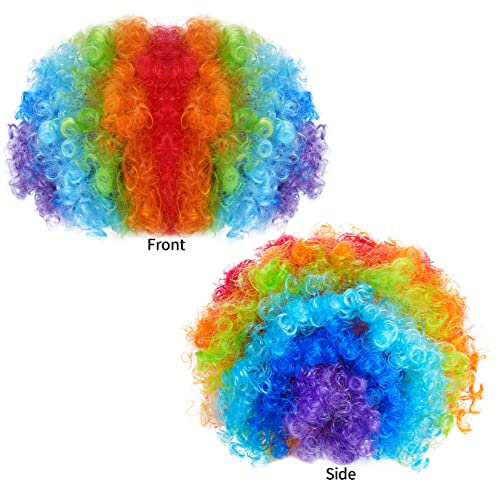 Jiebor 2Pack Clown Costume Set Rainbow Clown Wig Nose Accessories Bow Tie White Gloves For Halloween Parties Carnivals Pretend Play Men Women Kid Adults #TOP3