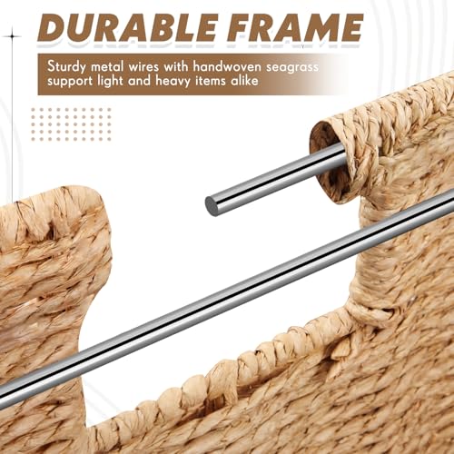 Image of Jingmore File Organizer Box with Scalloped Lid, Paper Rope, Brown | Portable Storage Box Collapsible Letter Hanging Filing Organizer Basket for Office /home, Woven Wicker Decorative Document Box