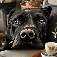 DIY Knüpfkissen Labrador Schwarz - Bastelset Für Erwachsene 43x43 Cm