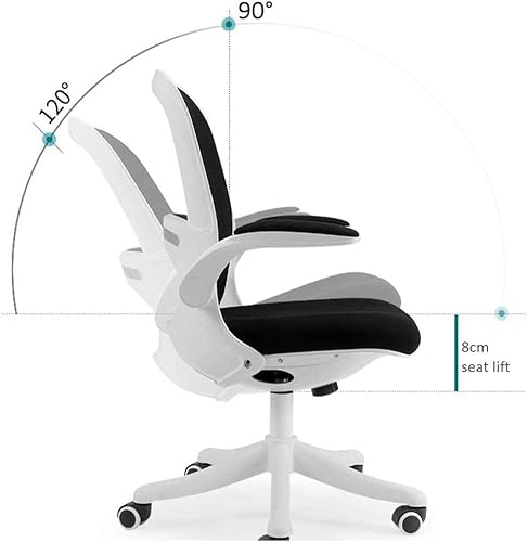 Miniatura 4 de Silla de oficina de malla con respaldo medio, ergonómica, giratoria, silla de computadora de malla negra con lumbar de altura ajustable (E)