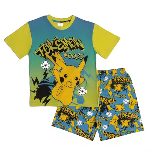 Pijama corto Pokemon Pikachu para niños de 5 a 12 años, amarillo, 11-12 años