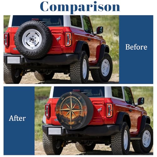 Image of Mountain Compass Spare Tire Cover Wheel Covers Protectors Waterproof Dust-Proof Universal Fit Trailer, RV, SUV and Many Vehicle 14 Inch,C-04