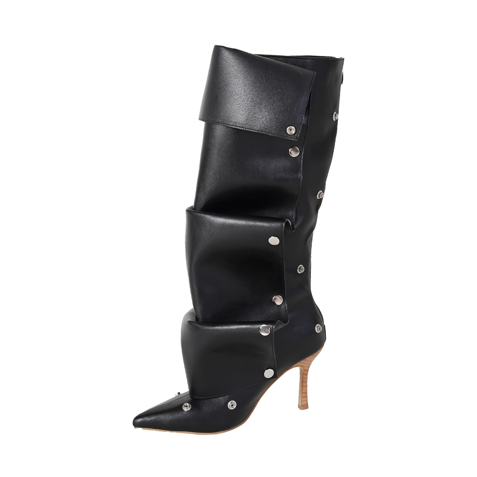 Lymphvity Womens Knee High Boots Pointed Toe Stiletto Heel Tall Boots Back Zipper Dress Sexy Heeled Long Boots