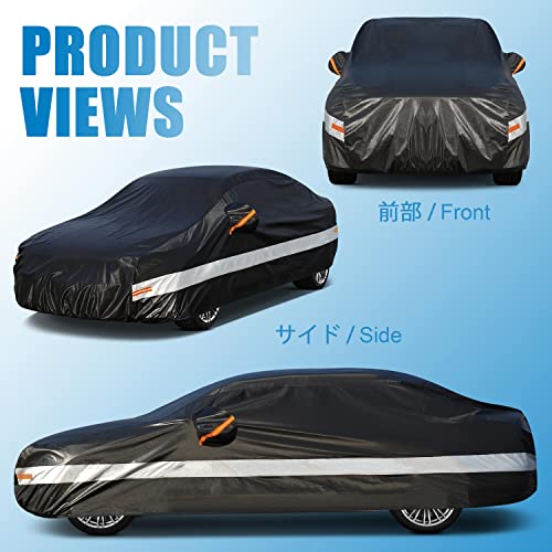 Image of 10 Layer Sedan Car Cover Brushed Back Waterproof Breathable 100% Waterproof Cover Snowproof Dustproof Radiation UV Outdoor Body Cover for Volvo S90, Mercedes-Benz S-Class, BMW 7 Series,