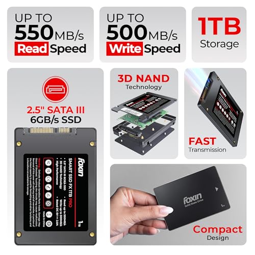 Image of Foxin 512 GB PRO SSD | Internal Solid State Drive | 3D NAND Technology & 2.5 Inch SATA III 6GB /S | Read /Write Speed Upto - 550 /500 MB /s | Compatible with PC /Desktop /Computer /NVR /DVR | 5 Yrs Warranty