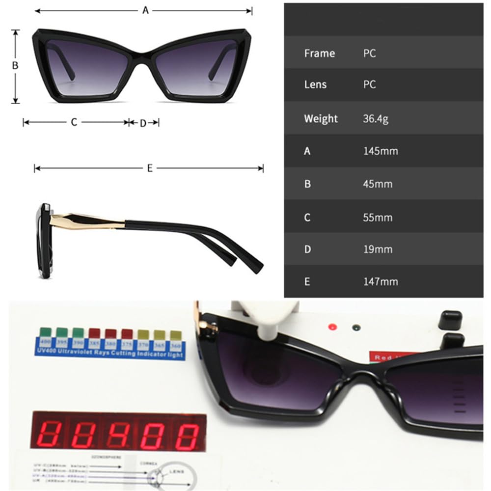 Retro Cat Eye Damen Sonnenbrille mit Farbverlauf, Teeblau, Herren-Sonnenbrille, UV400