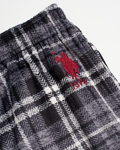 U.s. Polo Assn. Men's Pajama Pants - 2 Pack Ultra Soft Fleece Sleep And Lounge Pants (Size: S-Xl), Size Medium, Black Print/Black Plaid #TOP3