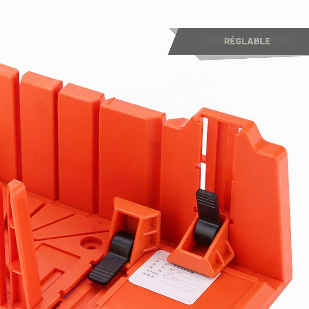 Boîte à Onglets en Plastique avec Compartiment de Scie, Outil de Coupe pour Angles 0° 22.5° 45° 90°, pour Travaux Architecturaux