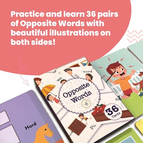 Image of Opposite Words Flash Cards | 36 Laminated Cards | Age Group: 2-4 Years | Science Educational & Fun Activity for Kids