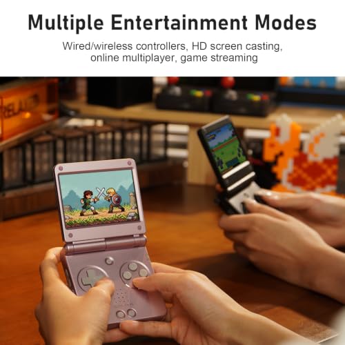 Image of RG SP Retro Handheld Game Console , RGSP Flip Portable Game Console 3.4 Inch IPS Screen H700 Linux 64-bit System Support WiFi Bluetooth 16G SD Card 30+ Game Emulators No Game Preloaded(Pearl Pink)