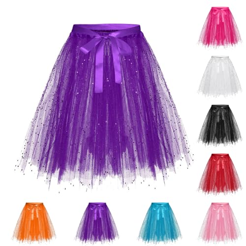 Weißer Tüllrock, Damen Tüllrock Tütü Faschingskostüme Tüll Rock Karneval Kostüm Fasching Tutu Ballett Petticoat Unterrock Glitzer Minirock...