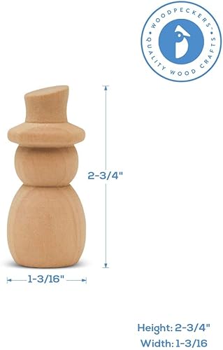 Miniatura 2 de Muñecos de muñeco de nieve de 2-3/4 pulgadas, paquete de 12 muñecas de madera para manualidades de Navidad, escenas de pesebre, decoraciones
