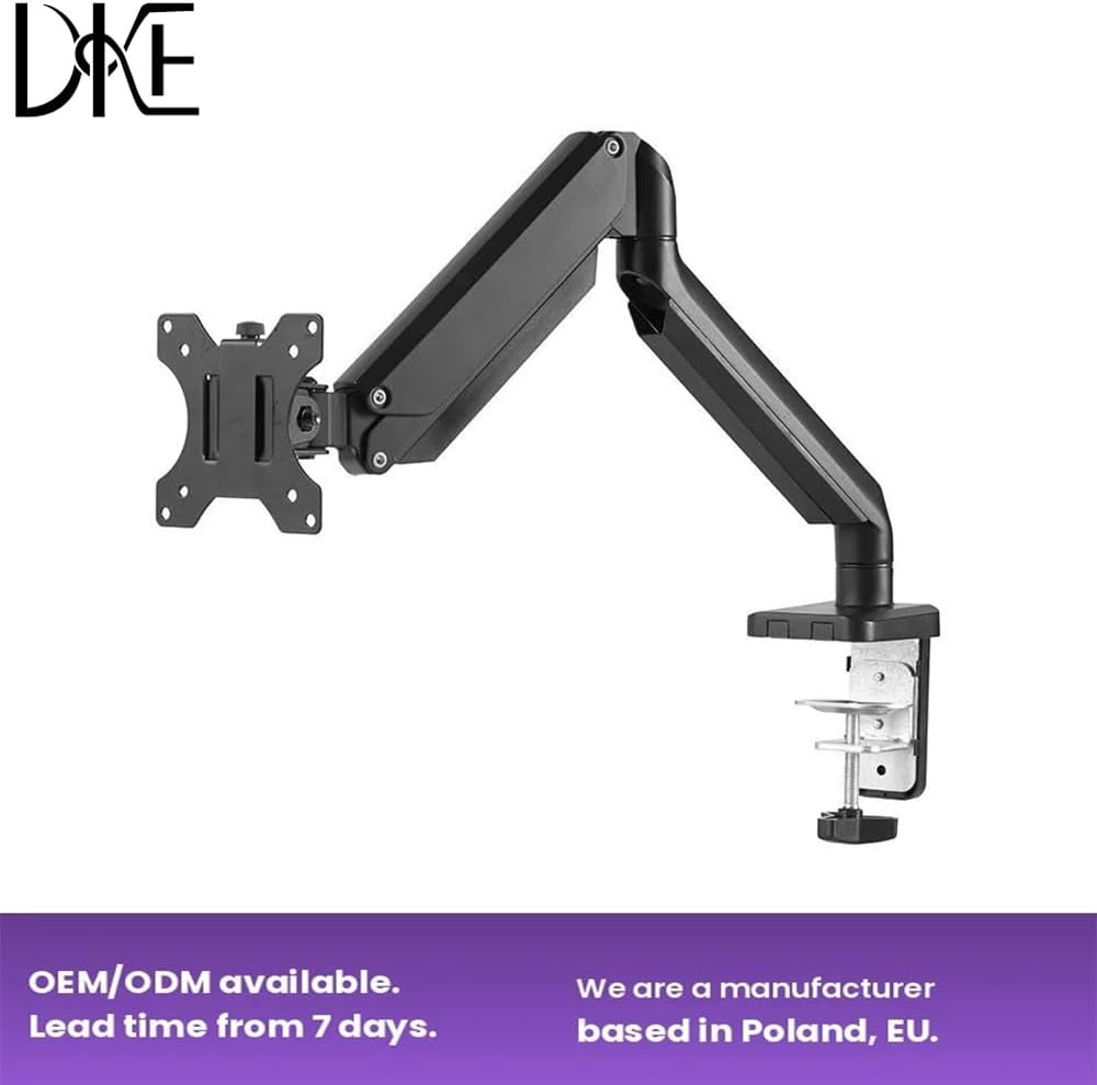 DKE Stand Hanger Under Desk Clamp Holder Aluminum Monitor Adjustable arm Height Adjustment Monitor Desktop Screen Stand Installation, Black