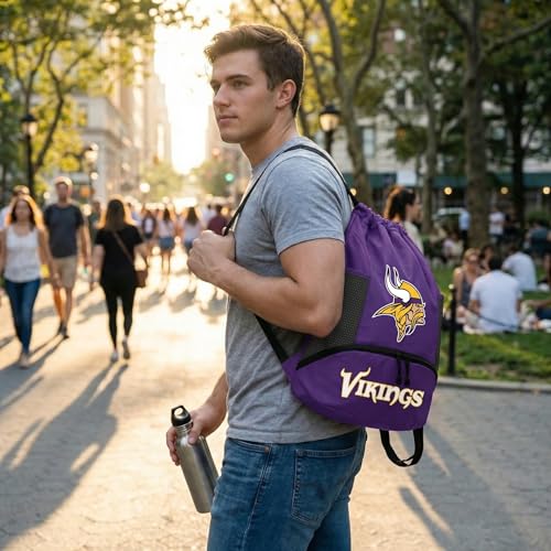 Image of NFL Minnesota Vikings Cinch Bag - Standard Logo Drawstring Backpack