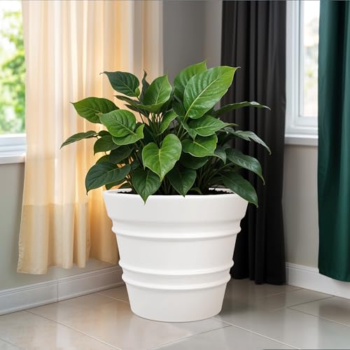 Image of YUCCABE ITALIA Fox B BR 18 Inch White Planter Pot Big Flower Pot for Balcony, Home & Garden Plants