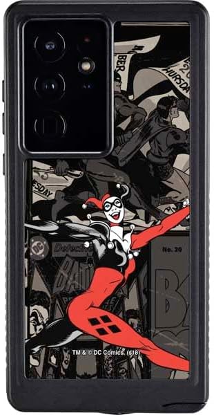 Skinit Waterproof Phone Case Compatible with Galaxy S24 Ultra - Officially Licensed DC Comics Harley Quinn Vintage Action Pose Pattern Design