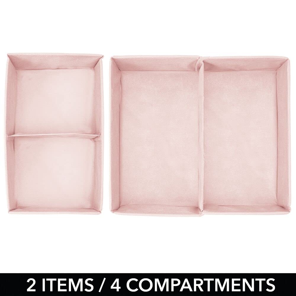 mDesign Set da 2 Scatole per armadi in Fibra Sintetica in 2 Misure – Organizer Multiuso a 2 Scomparti – Ceste portaoggetti in Tessuto per cameretta Bimbi con Design a Pois – Rosa e Bianco