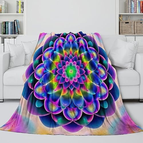 Jeté de canapé microfibre chaude plaid mandala 3D - 5