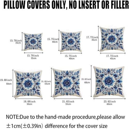 Housse coussin 75x75cm vintage en velours bleu imperméable lot de 2 - 6
