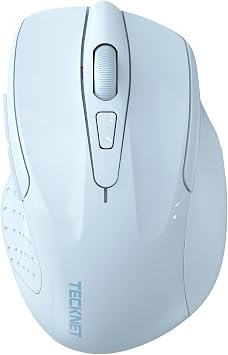 TECKNET Wireless Mouse, BT 5.0/2.4G, Silent 4800 DPI 6 Buttons, Lightblue