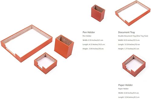 Miniatura 4 de MOOG - Bandeja de cuero para documentos, soporte para bolígrafos, soporte para papel de notas, 3 accesorios, organizador de escritorio, accesorios