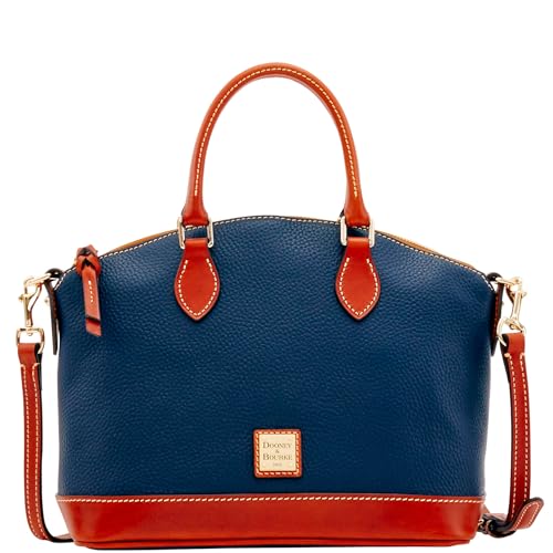 Dooney & Bourke Women's Darcy Satchel in Pebble Grain Leather, Large Handbag with Dual Handles & Adjustable Crossbody Strap, Midnight Blue