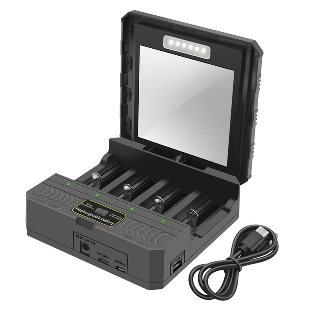 18650 Ladegerät Solar Lithium Batterie Smart Ladegerät Typ-C Vier-Slot Multifunktions-Outdoor-Ladegerät