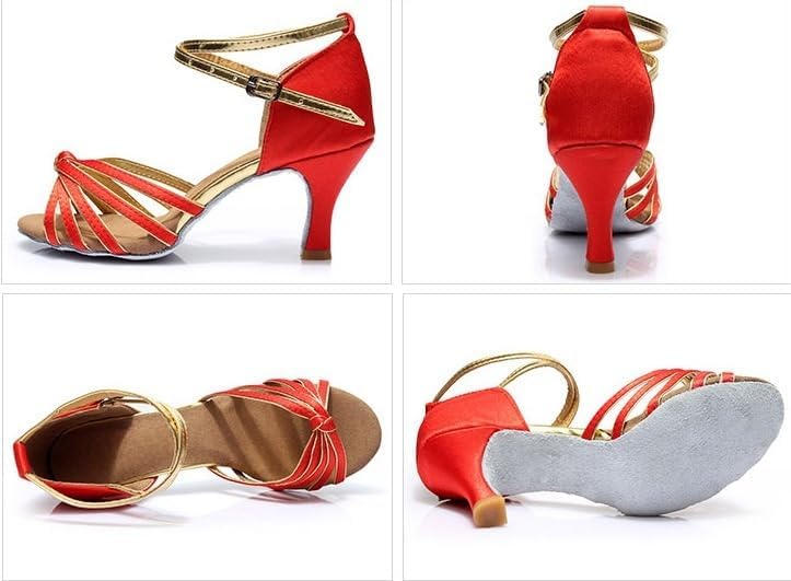 Women's Latin Dance Shoes Indoor Satin Professional Heeled Ballroom Salsa Practice Performance Tango Party Dance Shoes - Image 3