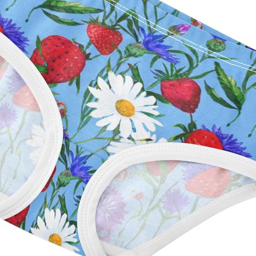 Vintage Strawberries Daisies Purple Blue Girls Underwear Toddlers 2t Cotton Panties for Girl Animal Kids Briefs Undies4