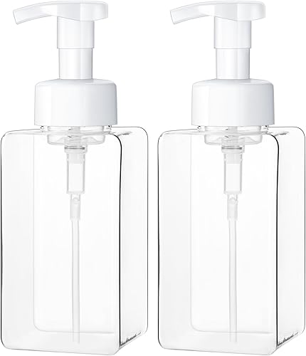 Dispensador de jabón espumoso para baño y cocina, 15 onzas, dispensador de jabón de manos de espuma recargable para jabón líquido, 2 botellas de