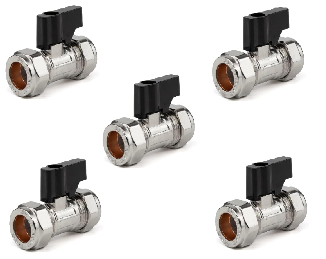 22.5 Team Controls Chrome Tc 15Mm Compression Isolation Valve With Black Lever Handle Thumb Turn Bolofix Isolating Valve Wras Approved - Pack Of 5