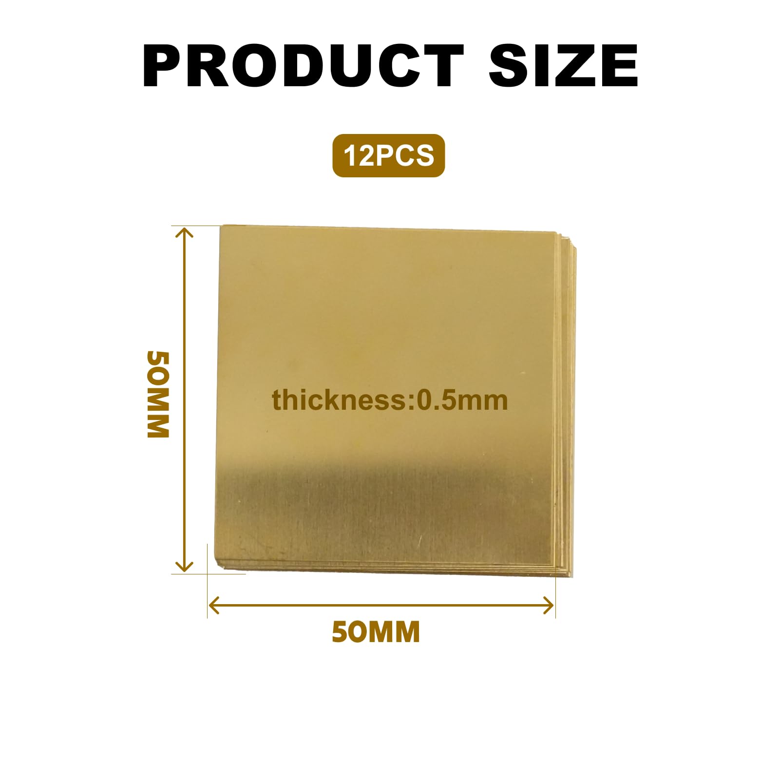 12 Plaques Laiton H62 0.5mm 50x50mm – Feuilles Métal Pour Artisanat, Décoration Et Projets DIY