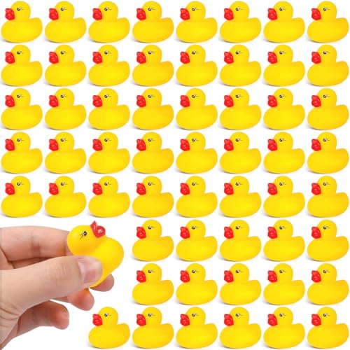 TEBOKHAD 56 Piezas Patos De Goma para Juguete Baño, Mini Patitos De Goma, Juguetes Bañera Bebe para Ducha, Cumpleaños, Suministros para Fiestas