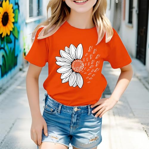 Toddler Kids Girls Short Sleeves Solid Color Cotton Vacation 𝗣𝐚rty Sports Crew Neck Graphic School Cute3
