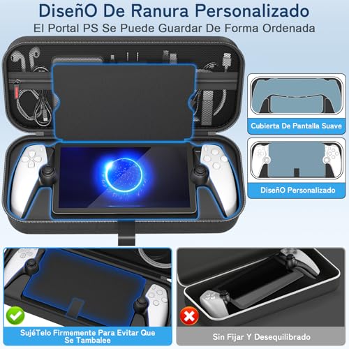 daydayup Funda de Transporte Compatible con PlayStation Portal Remote Player, Funda para PlayStation Portal con Bolsillo con Cremallera, Bolsa de Mano de Juegos para PS Portal (Negro) - imagen 2