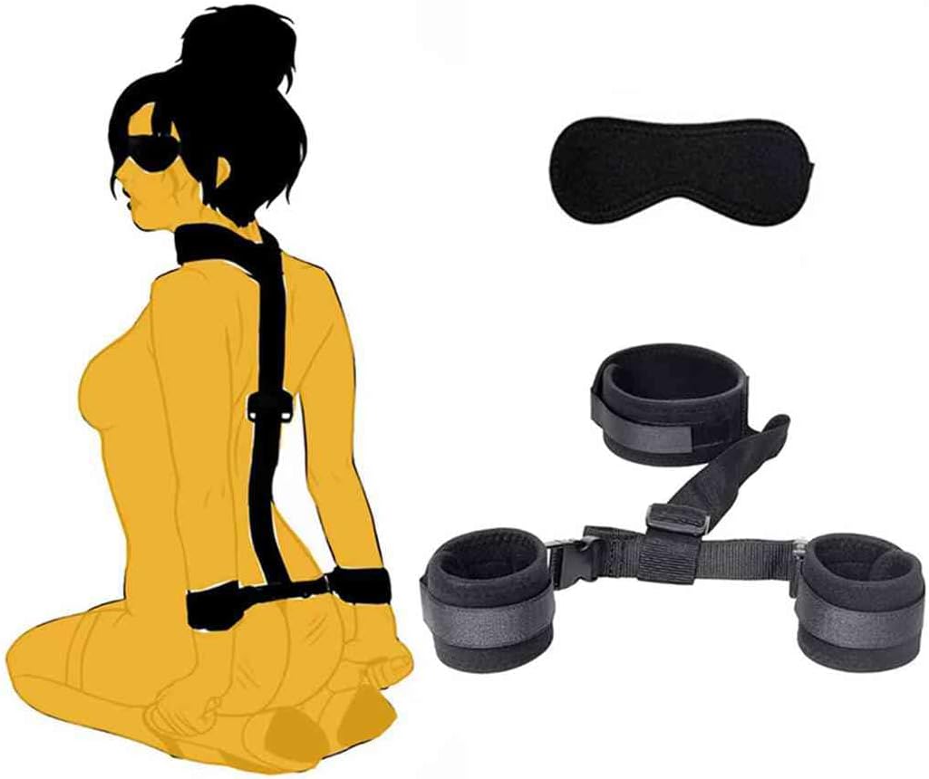 Bondaged Restraints Sex Spreaders Queen Bed Set for Women Submissive Kit Tied Up Adult Sex Playing Bed and Handcuffs Tools Neck Collar to Wrist Sex Restraining for Women Behind Back Set Sweater H8