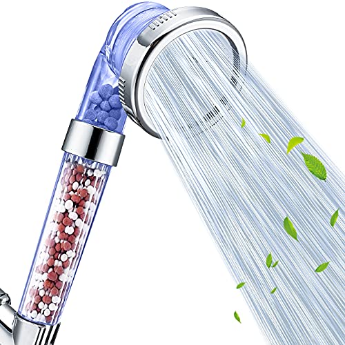 Regadera manual Nosame con filtro, alta presión y ahorro de agua, 3 modos (lluvia, masaje, chorro), caudal 1.6 GPM para piel y cabello secos, diseño moderno miniatura 1