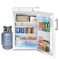 SMETA RV Off Grid Propane Refrigerator with Freezer, 3.5 Cu.Ft 3 way Camper Outdoor Fridge, 12V/110V/LPG, Compact 3 Way Garage Refrigerators for Travel Cabin Truck Patio, White