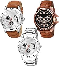 Acnos® Premium Special Super Quality Assorted Dial Analog Watches Combo Look Like Handsome for Boys and Mens Pack of - 3(437-MIN-BRW), Band: Assorted Price in India