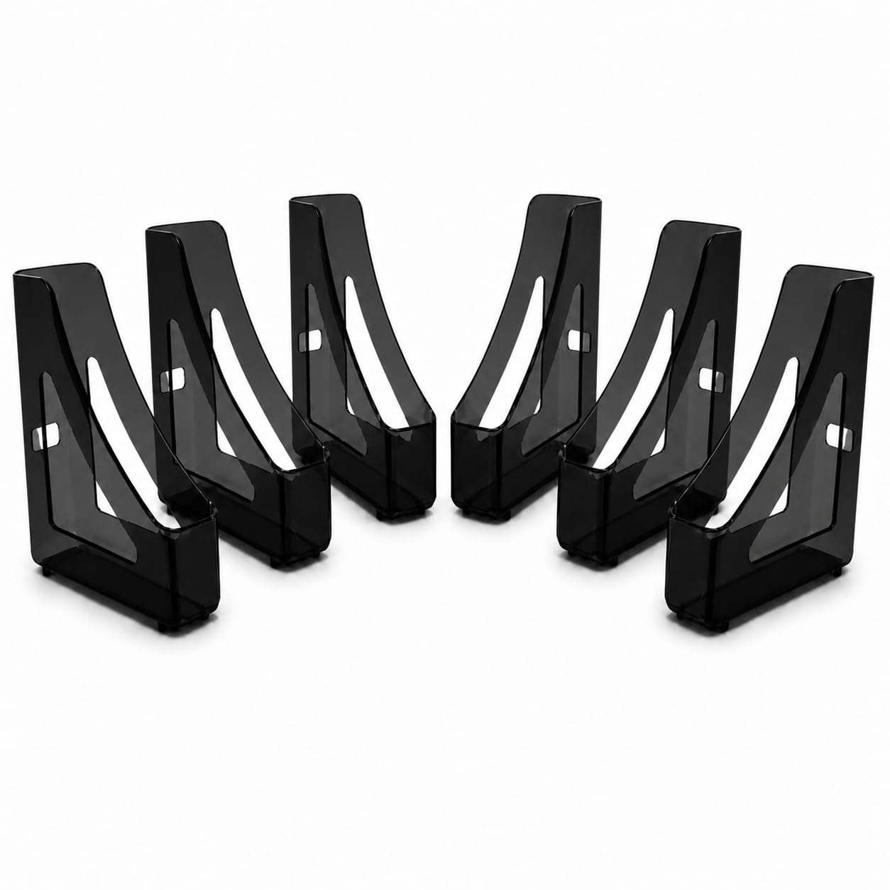 Deflecto Pack of 6 Gemstone Collection Contemporary Magazine File - Onyx