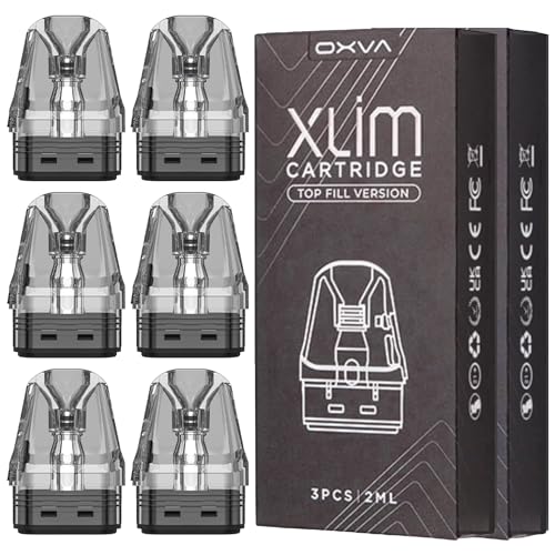 Oxva Xlim Pods [0.6] Xlim V3 Pods Pack of 6 - Compatible with Oxva Xlim Pro 3 - Xlim Pro 2 Pods - Xlim 3 Ultra Vape Kit Top Fill Oxva Xlim V3 Vape Pods 2ml Refillable Cartridge Mesh Coil No Nicotine