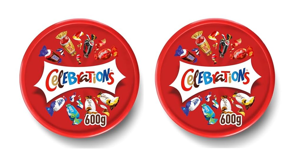 CELEBRATIONS XXL 2x600g Dose | Mini-Schokoriegeln | Geschenkbox | Maltesers, Galaxy, Snickers & mehr